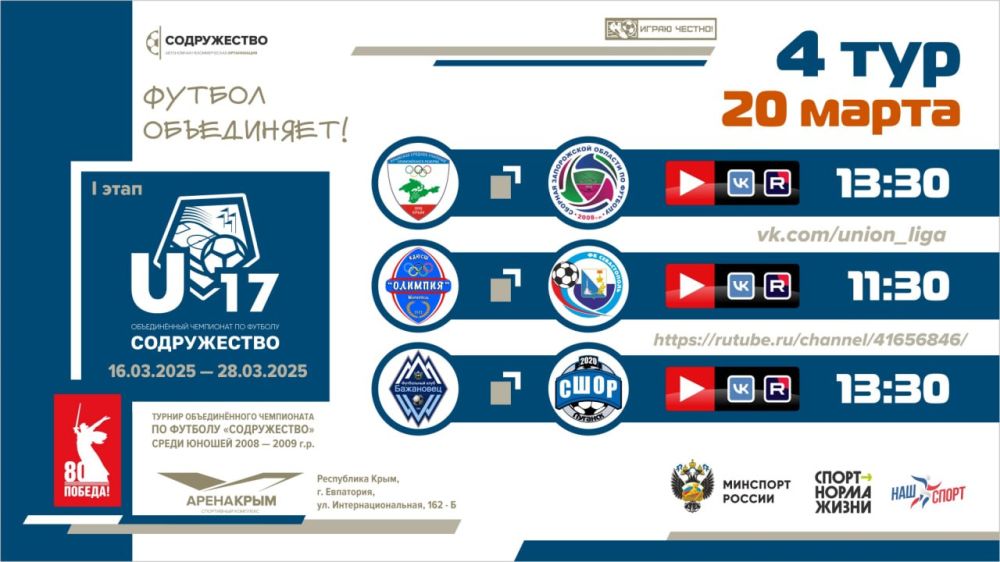 4 день турнира Объединённого чемпионата «Содружество» U-17 (сезон 2025)! 4 день турнира Объединённого чемпионата «Содружество» U-17 (сезон 2025)!