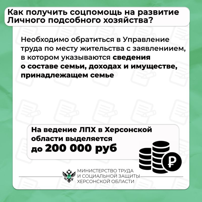 Социальный контракт для развития личного подсобного хозяйства Социальный контракт для развития личного подсобного хозяйства