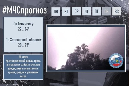 #МЧСпрогноз. июня в городе Геническ ожидается: