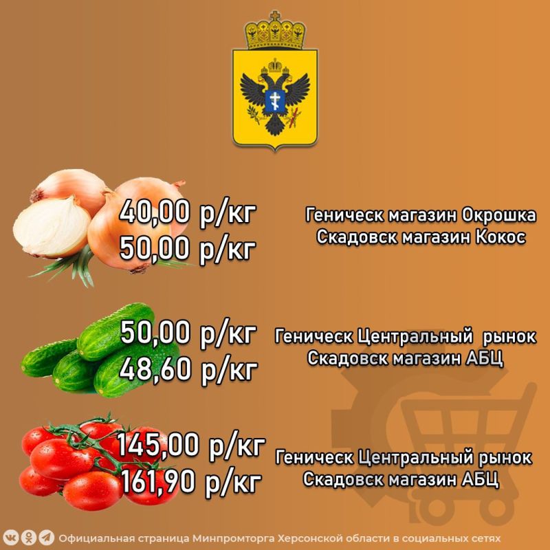 Минимальная цена на продукты «Овощная и фруктовая корзина» в магазинах Херсонской области на период с 03.06 по 06.06 Минимальная цена на продукты «Овощная и фруктовая корзина» в магазинах Херсонской области на период с 03.06 по 06.06