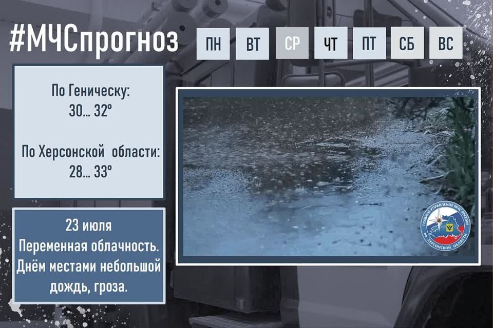 #МЧСпрогноз. июля в городе Геническ ожидается: