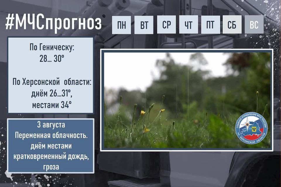 #МЧСпрогноз. августа в городе Геническ ожидается: