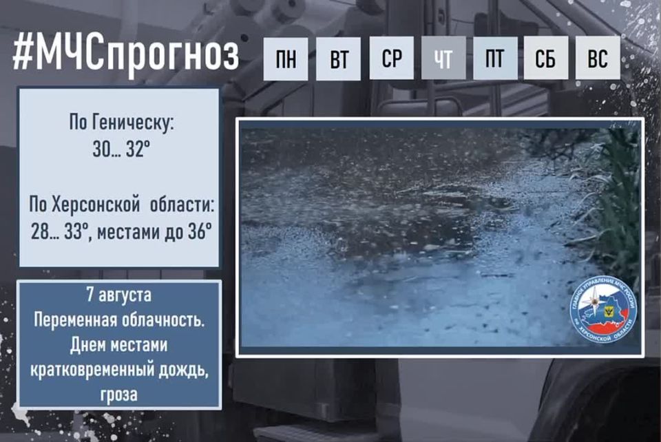 #МЧСпрогноз. августа в городе Геническ ожидается: