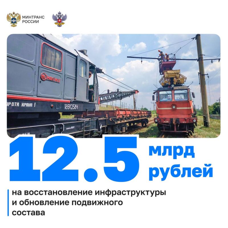 Порядка 12,5 млрд рублей запланировано на развитие железных дорог Новороссии в 2025 году Порядка 12,5 млрд рублей запланировано на развитие железных дорог Новороссии в 2025 году
