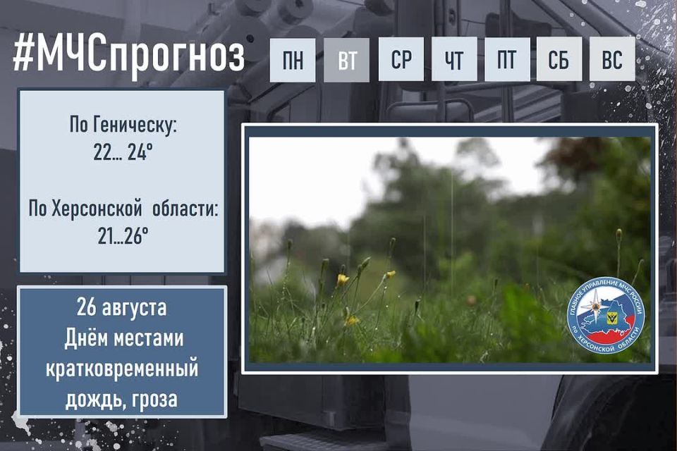 #МЧСпрогноз. августа в городе Геническ ожидается: