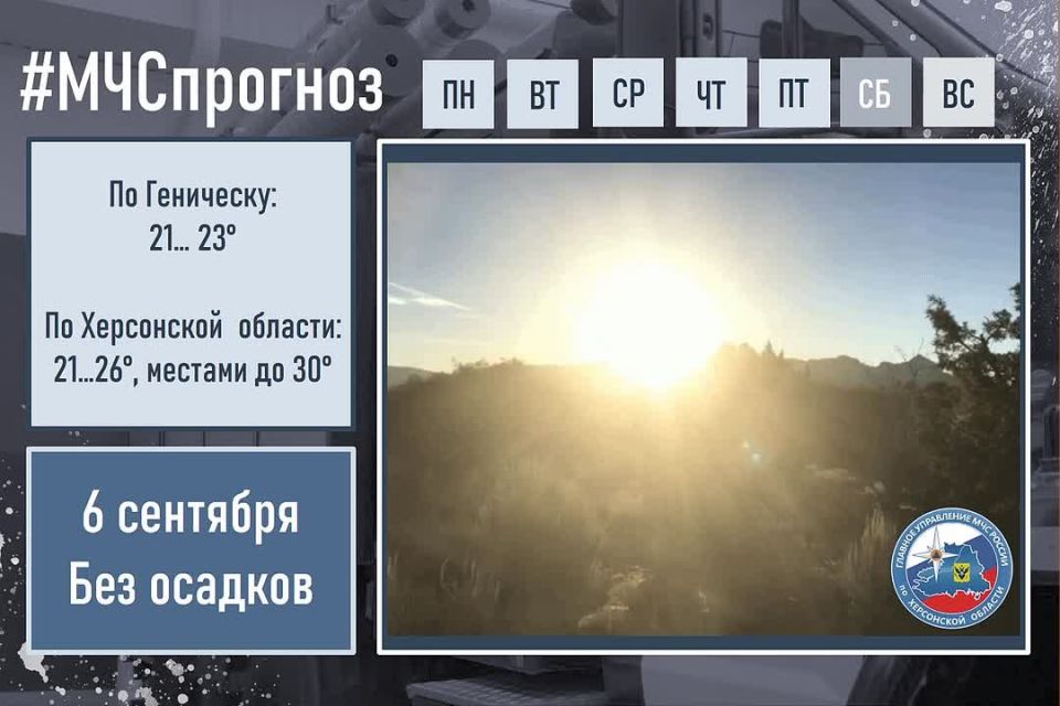 #МЧСпрогноз. сентября в городе Геническ ожидается: