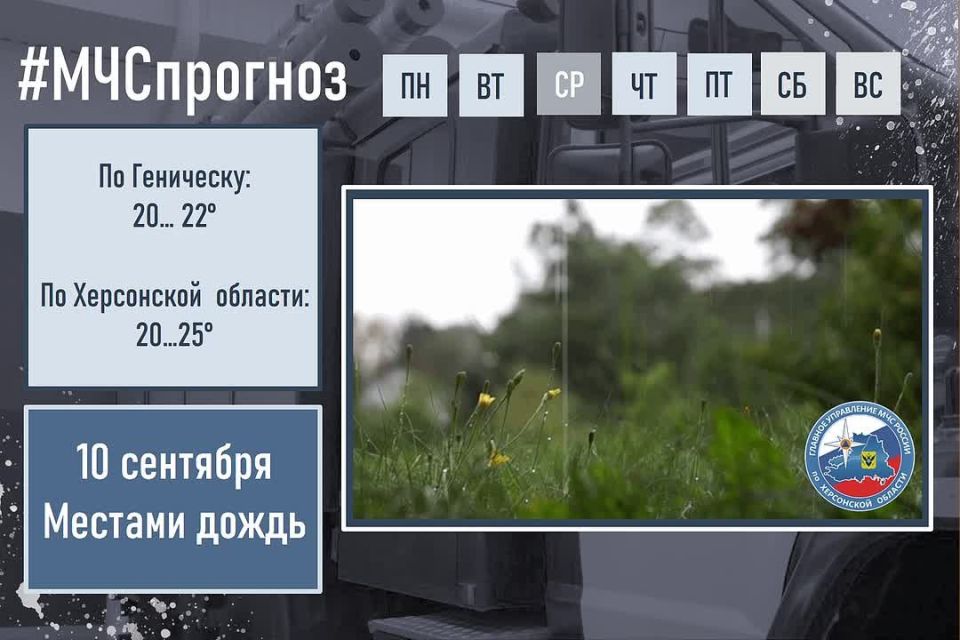 #МЧСпрогноз. сентября в городе Геническ ожидается: