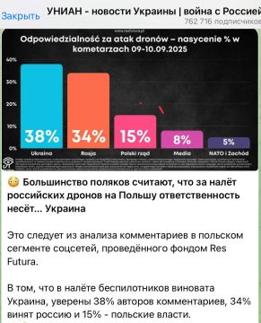Енот из Херсона: Украинцы рвут и мечут: относительное большинство поляков (38%) считает, что за атаку дронов на Польшу ответственность несет Украина