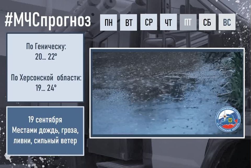 #МЧСпрогноз. сентября в городе Геническ ожидается: