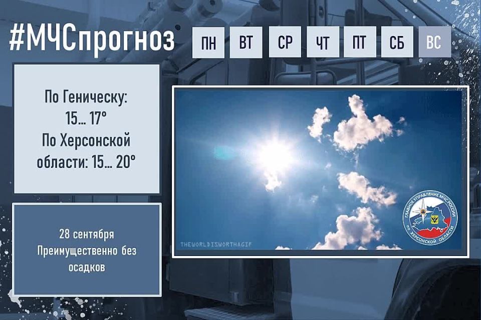#МЧСпрогноз. сентября в городе Геническ ожидается: