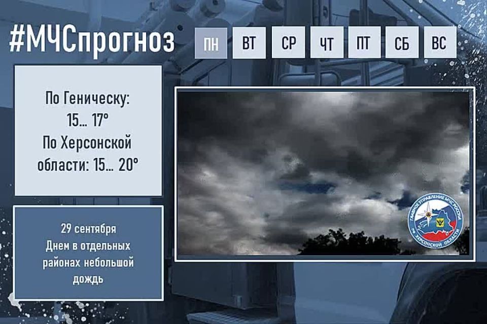 #МЧСпрогноз. сентября в городе Геническ ожидается: