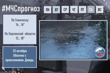 #МЧСпрогноз. октября в городе Геническ ожидается: