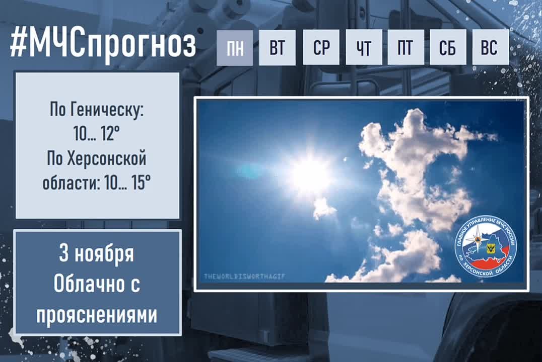 3 ноября. Прогноз погоды. По Херсонской области: