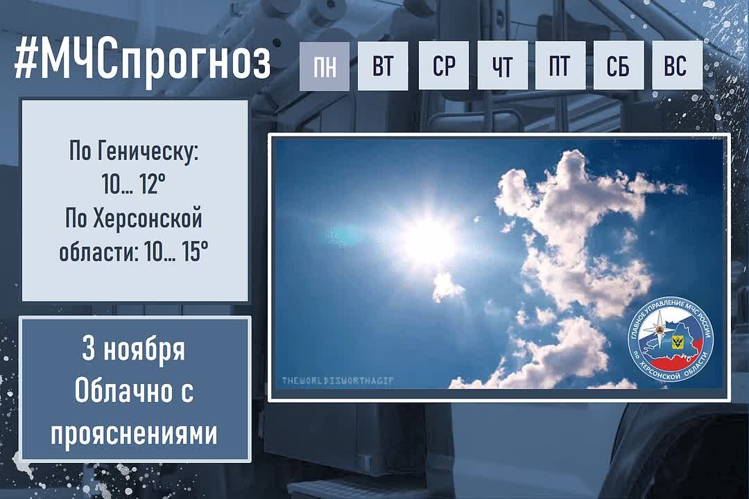 3ноября в городе Геническ ожидается: