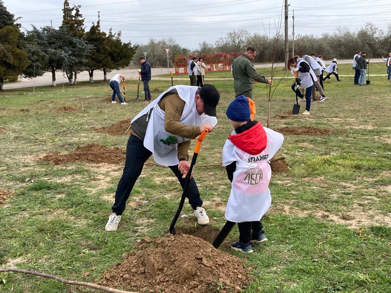 Ветераны СВО и студенты из Геническа высадили 80 кленов в память о героях Великой Отечественной войны Ветераны СВО и студенты из Геническа высадили 80 кленов в память о героях Великой Отечественной войны