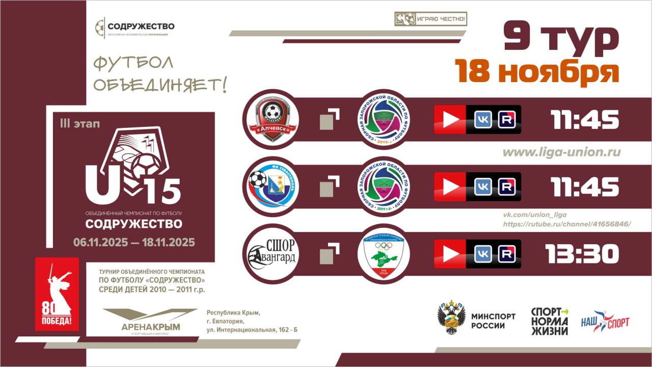 Финальный день Турнира Объединённого чемпионата «Содружество» U-15 (сезон 2025)! Финальный день Турнира Объединённого чемпионата «Содружество» U-15 (сезон 2025)!