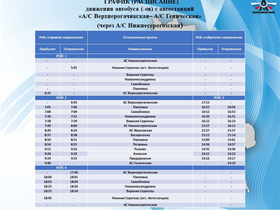 Херсонтранс: Автостанция Верхний Рогачик открыта и готова к работе! Херсонтранс: Автостанция Верхний Рогачик открыта и готова к работе!