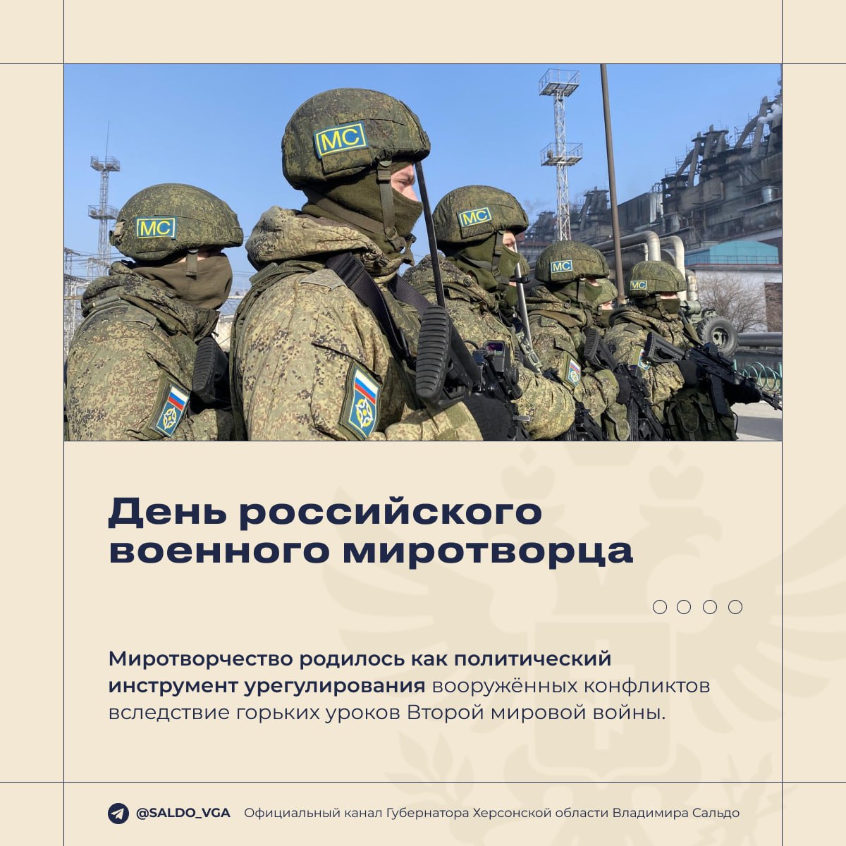 Владимир Сальдо: 25 ноября — День российского военного миротворца