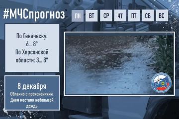 #МЧСпрогноз. декабря по Херсонской области ожидается: облачно с прояснениями