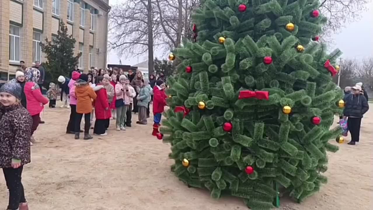 В селе Стрелковое зажгли главную новогоднюю ёлку после долгого перерыва