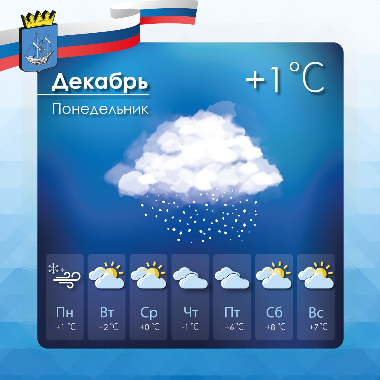 Прогноз погоды в Алешкинском муниципальном округе на понедельник, 29 декабря