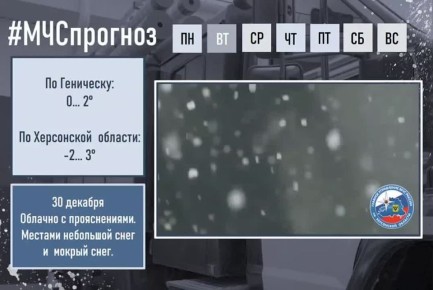 декабря в городе Геническ ожидается: