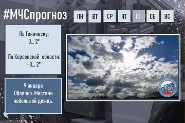 9 января в городе Геническ ожидается: