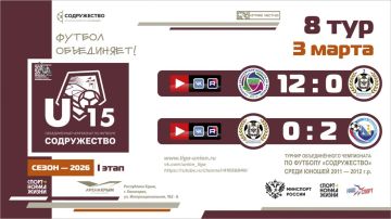 Итоги 8 тура Лиги «Содружество» (U-15)!