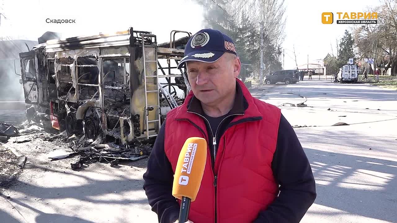 В ночь на 9 марта украинские боевики атаковали дронами центр Скадовска