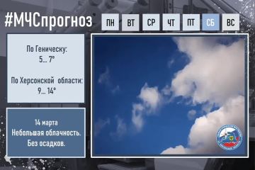 14 марта в городе Геническ ожидается: