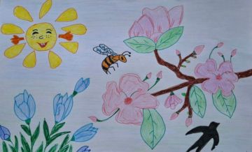 Первые Чаплинской школы № 2 провели выставку рисунков «Весеннее настроение»