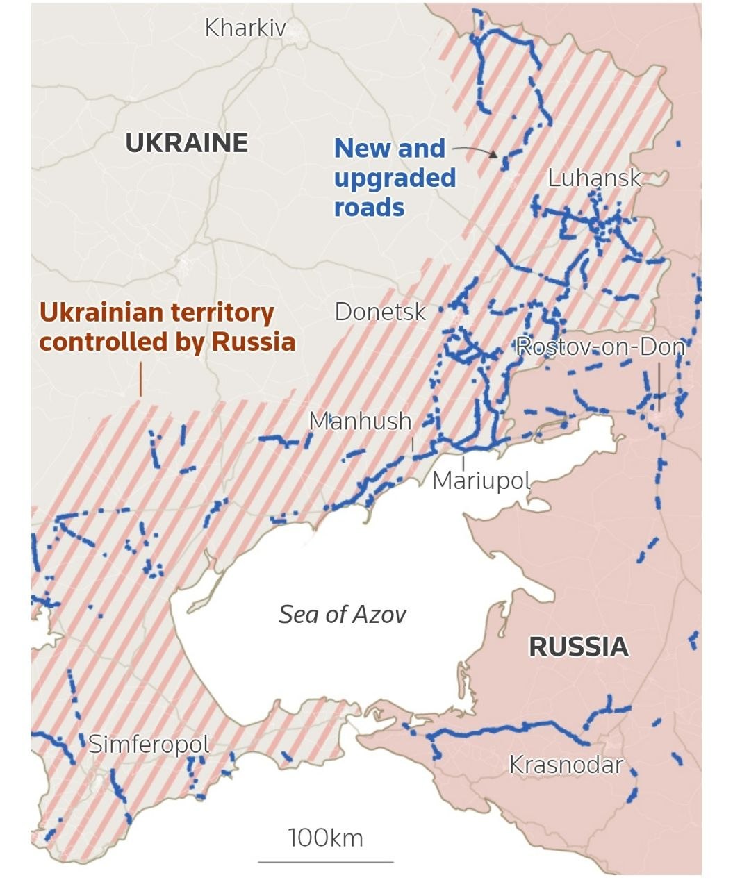 Читаем врагов.... Россия за три года фактически перекроила транспортную карту захваченного юга Украины: более 2500 км дорог и железных путей, новая железнодорожная сеть, коридор в обход Крымского моста и восстановленные порты Читаем врагов.... Россия за три года фактически перекроила транспортную карту захваченного юга Украины: более 2500 км дорог и железных путей, новая железнодорожная сеть, коридор в обход Крымского моста и восстановленные порты