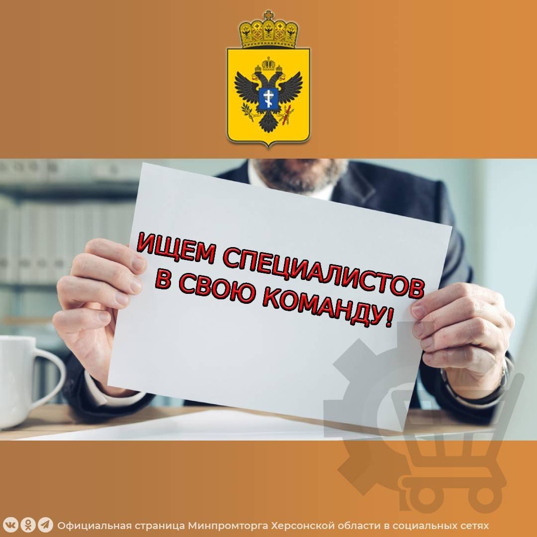 На постоянную работу в Министерство промышленности и торговли Херсонской области» требуются: