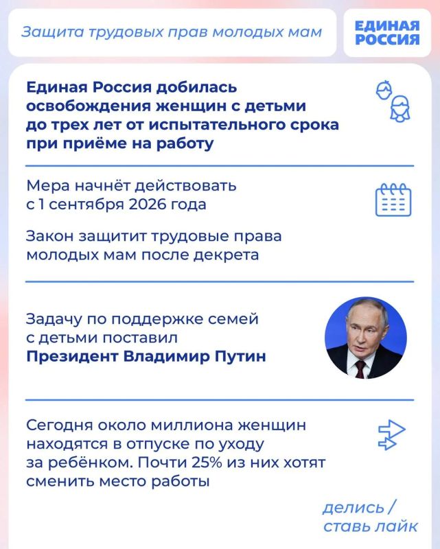 С 1 сентября 2026 года женщин с детьми до трех лет будут принимать на работу без испытательного срока С 1 сентября 2026 года женщин с детьми до трех лет будут принимать на работу без испытательного срока