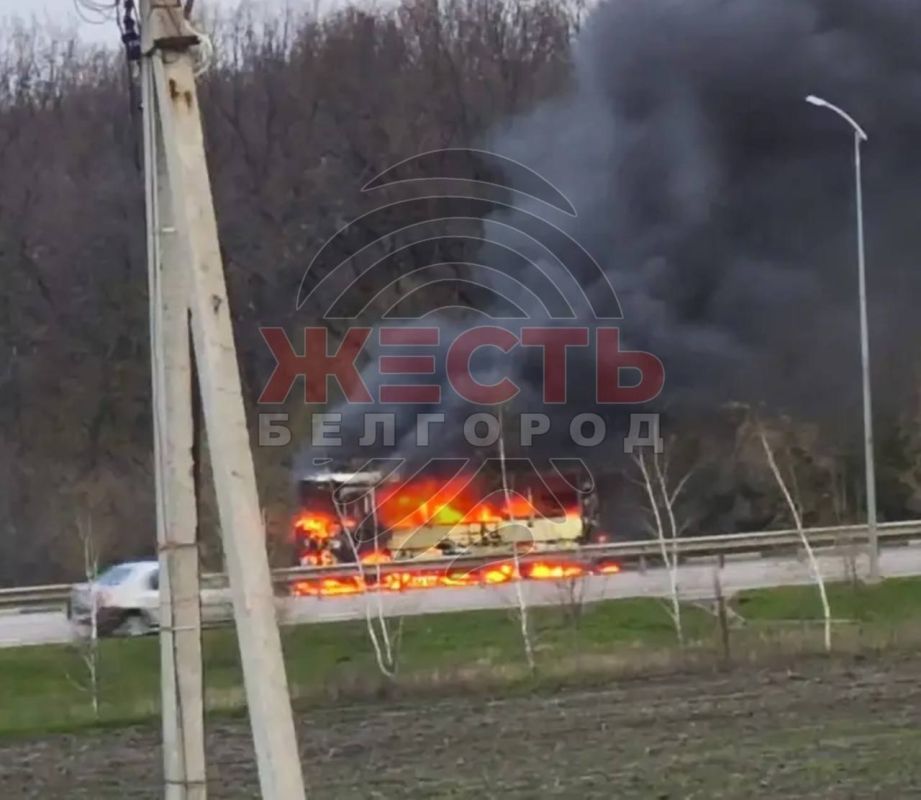 В селе Никольское Белгородского округа после удара дрона сгорел автобус в районе ТЦ «Угол», сообщают очевидцы В селе Никольское Белгородского округа после удара дрона сгорел автобус в районе ТЦ «Угол», сообщают очевидцы
