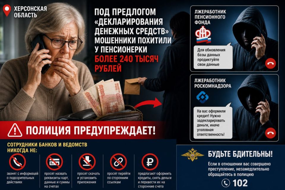 Энвер Абдураимов: В Херсонской области пенсионерка передала мошенникам более 240 тысяч рублей под предлогом «декларирования» средств
