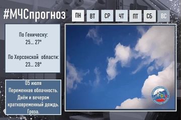 5 июля Прогноз погоды. По Херсонской области:
