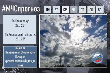 9 июля Прогноз погоды по Херсонской области: