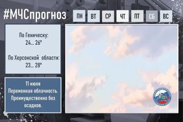 11 июля Прогноз погоды. по Херсонской области: