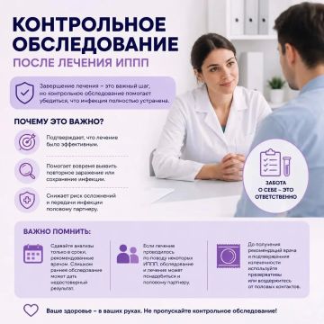 Почему важно пройти контрольное обследование после лечения ИППП?