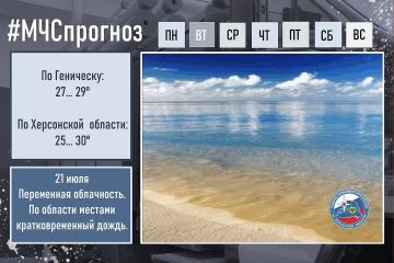 21 июля Прогноз погоды. по Херсонской области: Переменная облачность