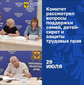 Комитет рассмотрел вопросы поддержки семей, детей-сирот и защиты трудовых прав