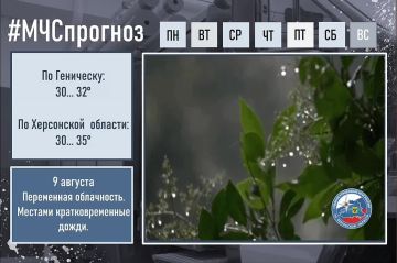 9 августа Прогноз погоды. По Херсонской области: