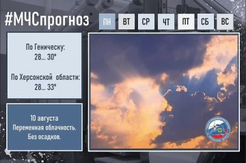 #МЧСпрогноз. 10 августа по городу Геническ: