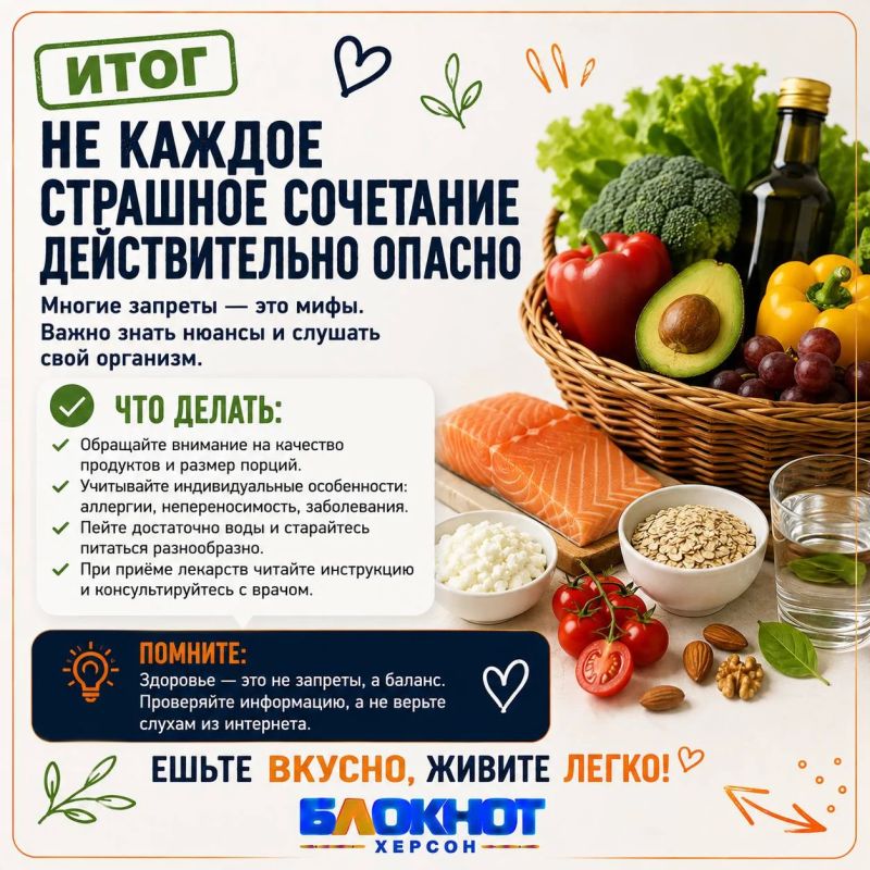 Опасные продуктовые пары? Разбираем мифы Опасные продуктовые пары? Разбираем мифы
