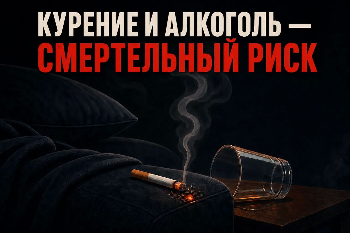 Осторожно: алкоголь и курение—частая причина пожаров!