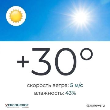 Жаркий летний день ожидается в Херсонской области в среду, 12 августа