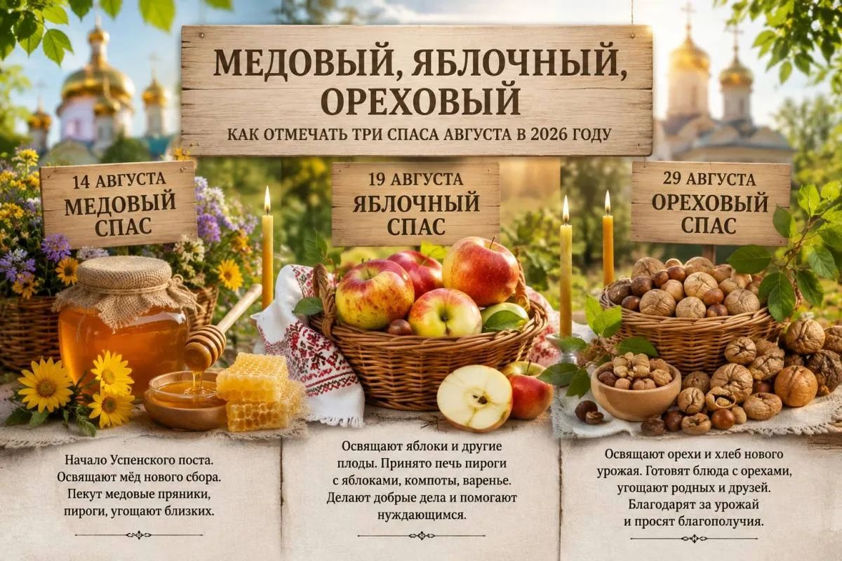 Завтра начинается Успенский пост, а вместе с ним — первый из трех августовских Спасов, Медовый