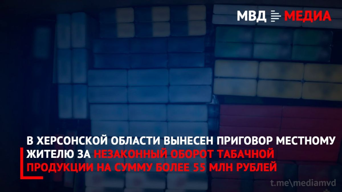 В Херсонской области вынесен приговор местному жителю за незаконный оборот табачной продукции на сумму более 55 млн рублей