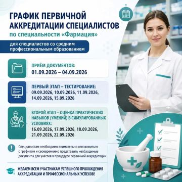 График первичной аккредитации специалистов по специальности «Фармация»